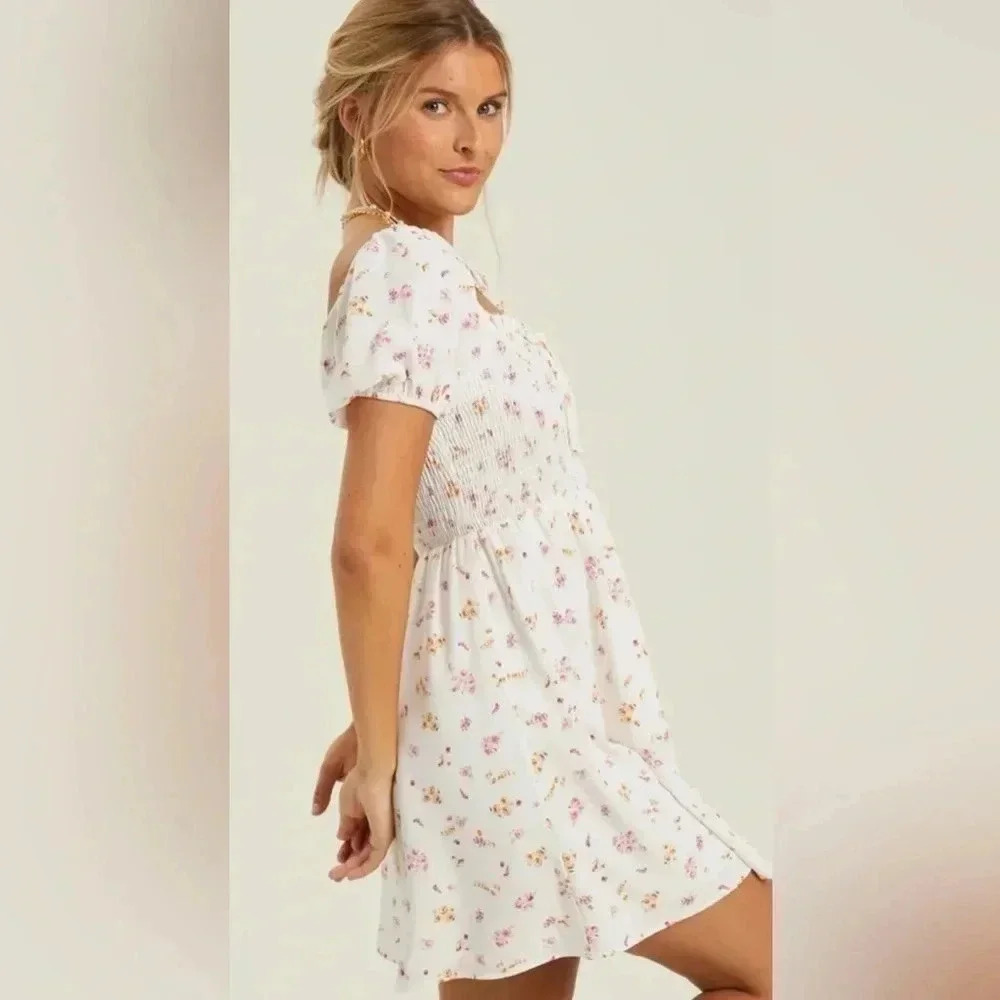 Altar'd State White Floral Leila Dress NWT
